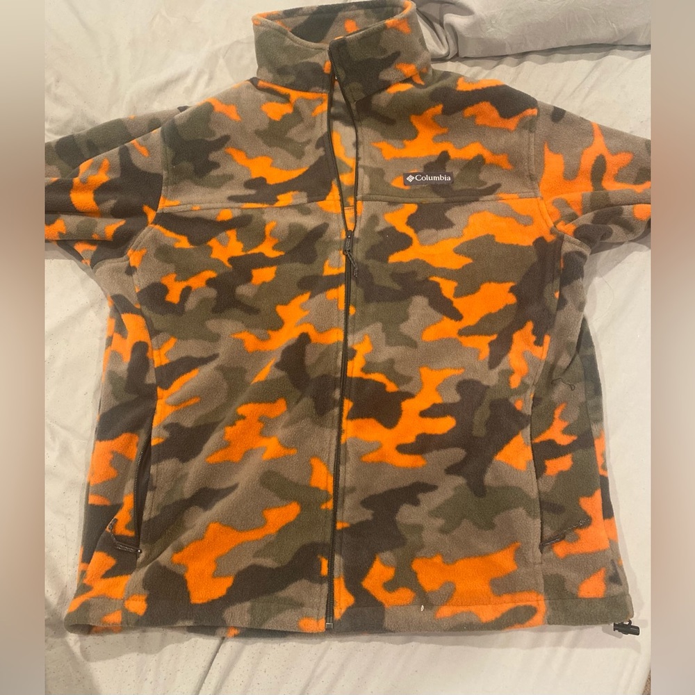 COLUMBIA CAMO/ORANGE ZIP UP FLEECE